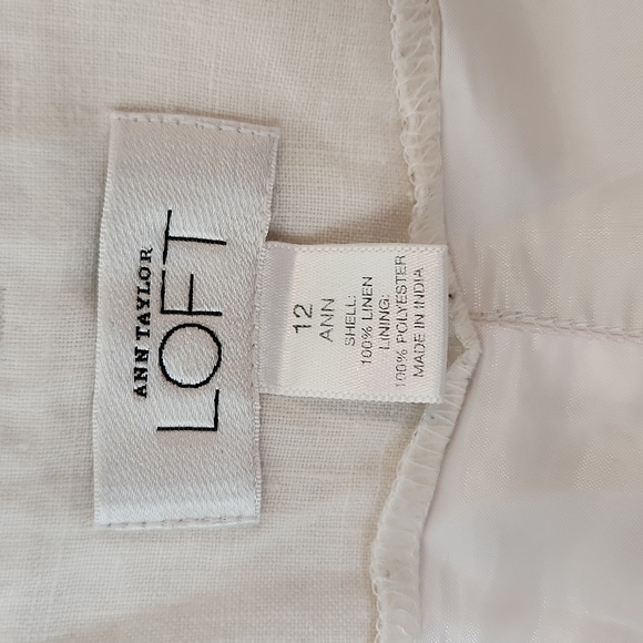 Ann Taylor Loft lined white linen capris split tie hem - Picture 5 of 5
